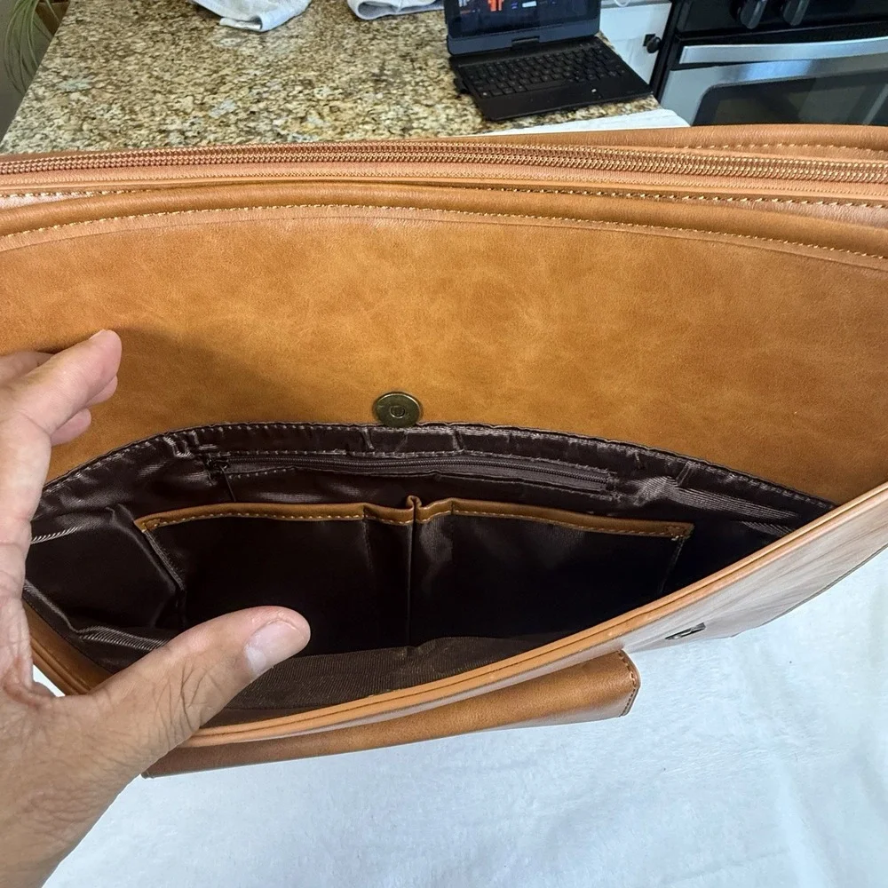 Brown Laptop Messenger Bag Briefcase Satchel Shoulder Bag Vintage Style 16